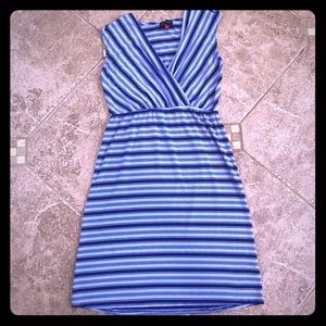 Blue Striped Sleeveless Dress